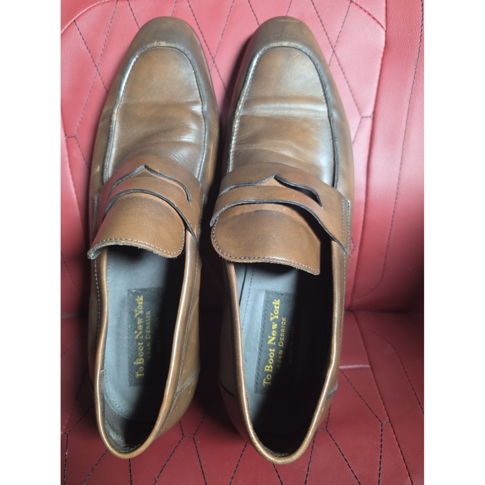 To Boot New York Adam Derrick Brown Leather Penny Loafers Made in Italy sz 10